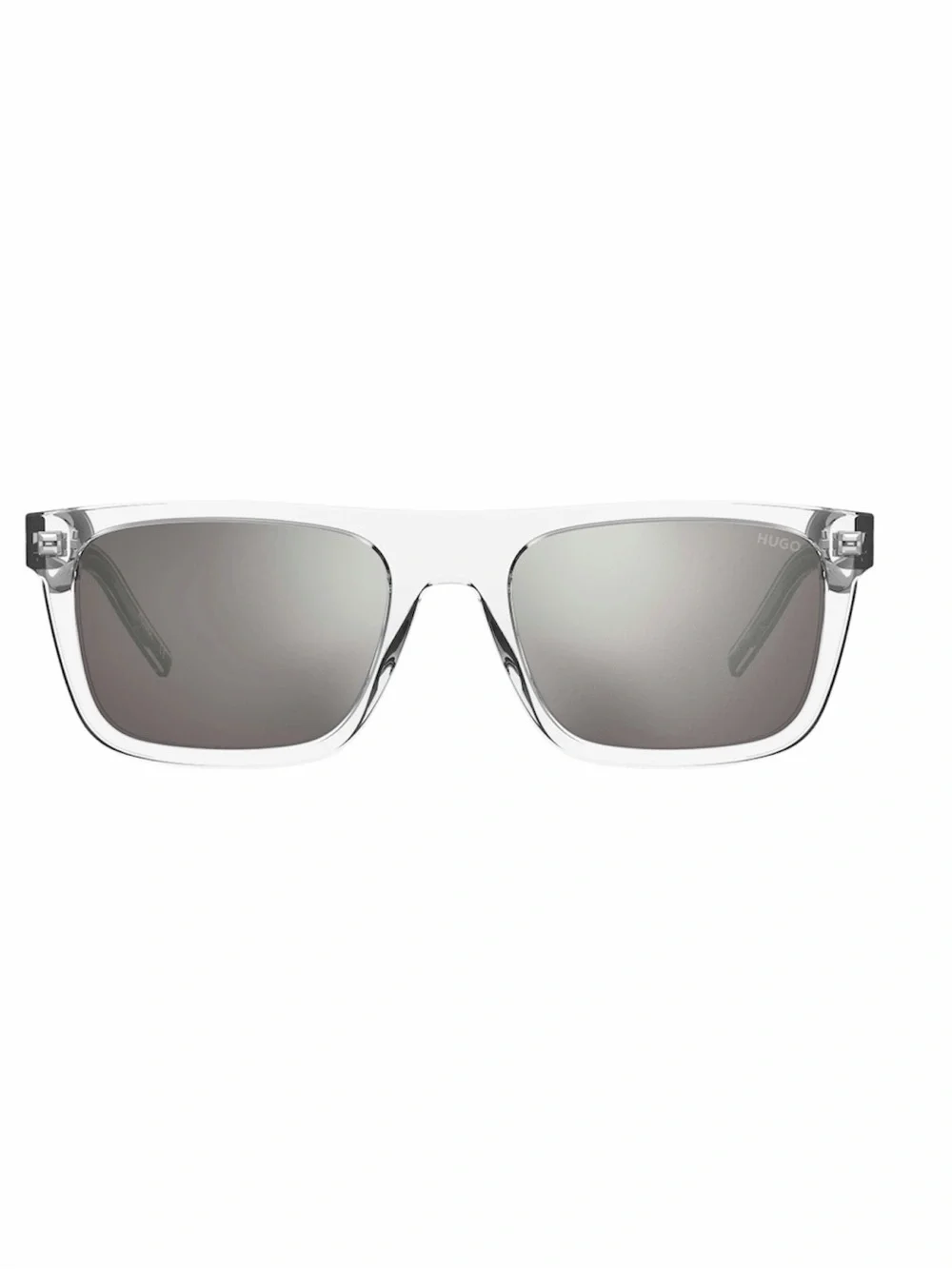 Hugo Boss Clear Frame Black Temples Sunglasses with Silver Mirrors